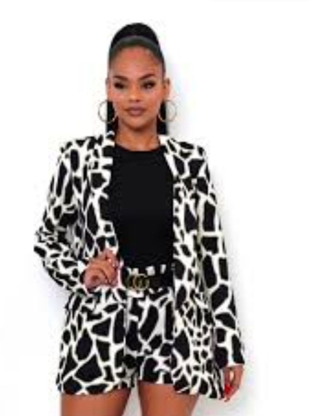 Black & White Animal Print Women's Vintage Blazer Jacket